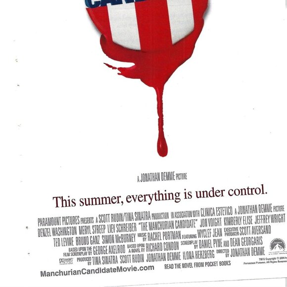 The Manchurian Candidate Denzel Washington Meryl Streep Advert Movie 2000s Print - Picture 3 of 4